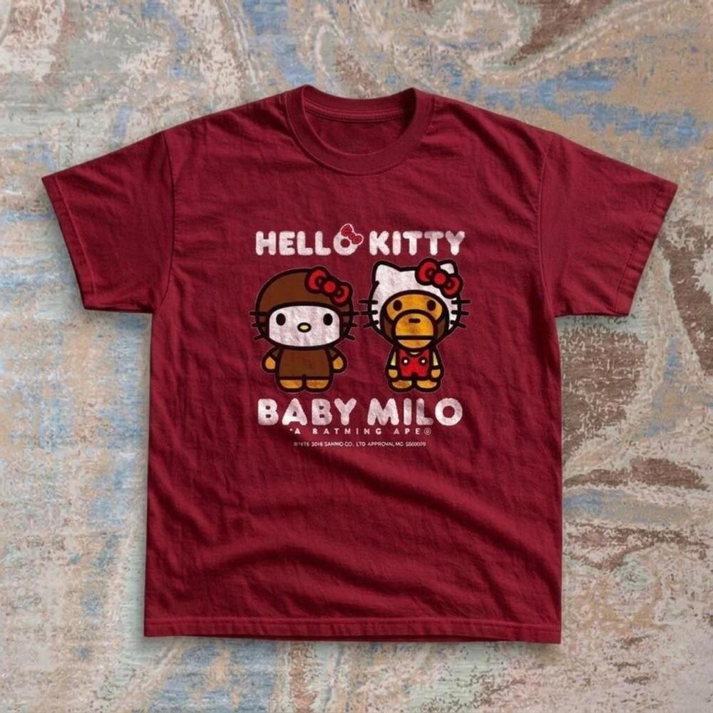Hello Kitty X Baby Milo Red Cotton T-Shirt